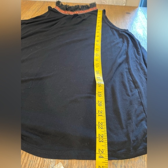 PEBBLE AND STONE Sleeveless Black Tunic with Fringed collar – Size M - Picture 4 of 7